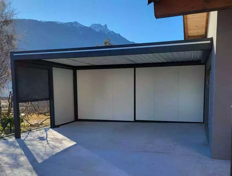 pergola art home alu avec arrière cloisonné